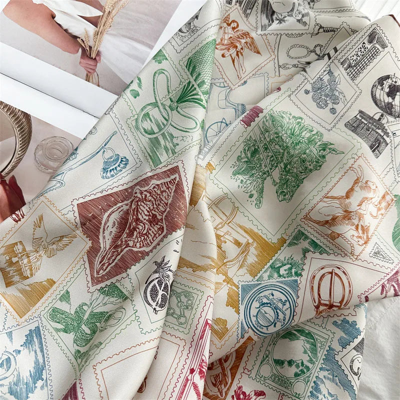 Foulard Carré Soie 100% Grand Format 88cm — Châle Écharpe Luxury Femme