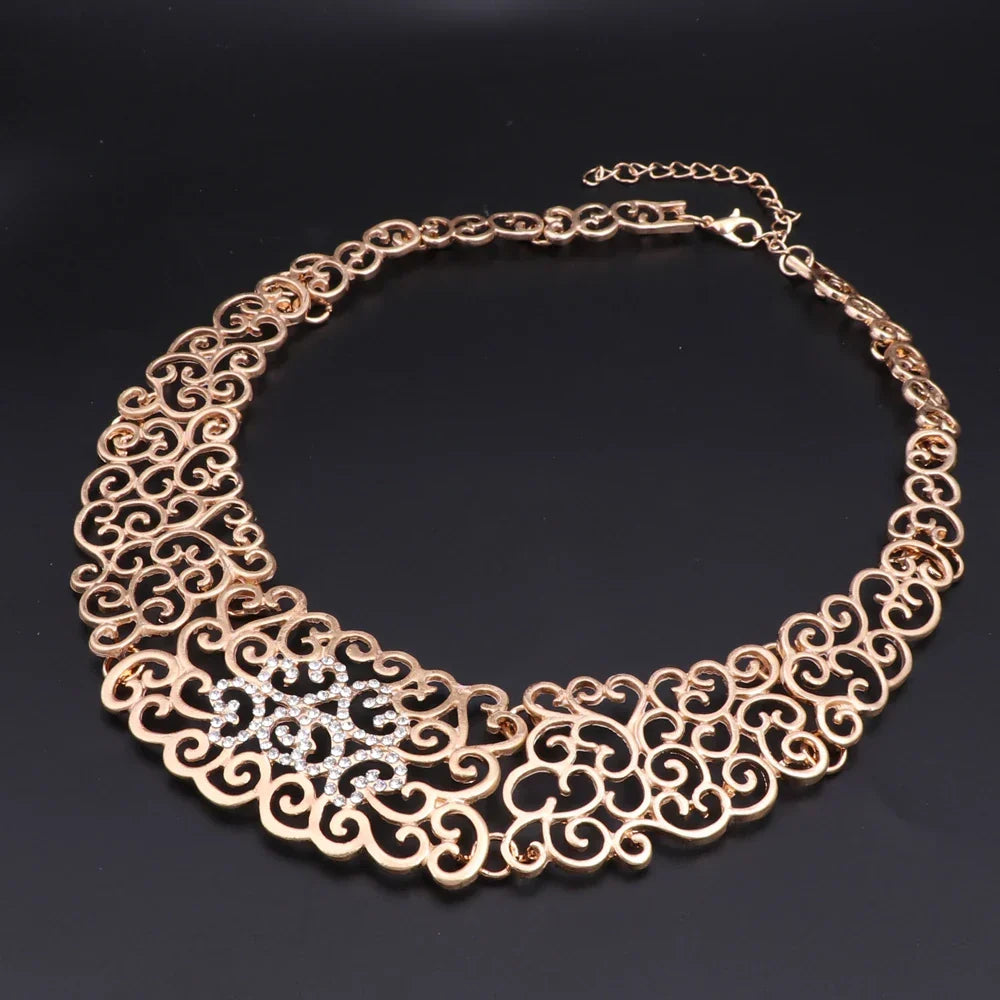 Women's Gold-Plated 4-Piece Jewelry Set — Necklace + Earrings + Ring + 18K Gold Plated Bracelet