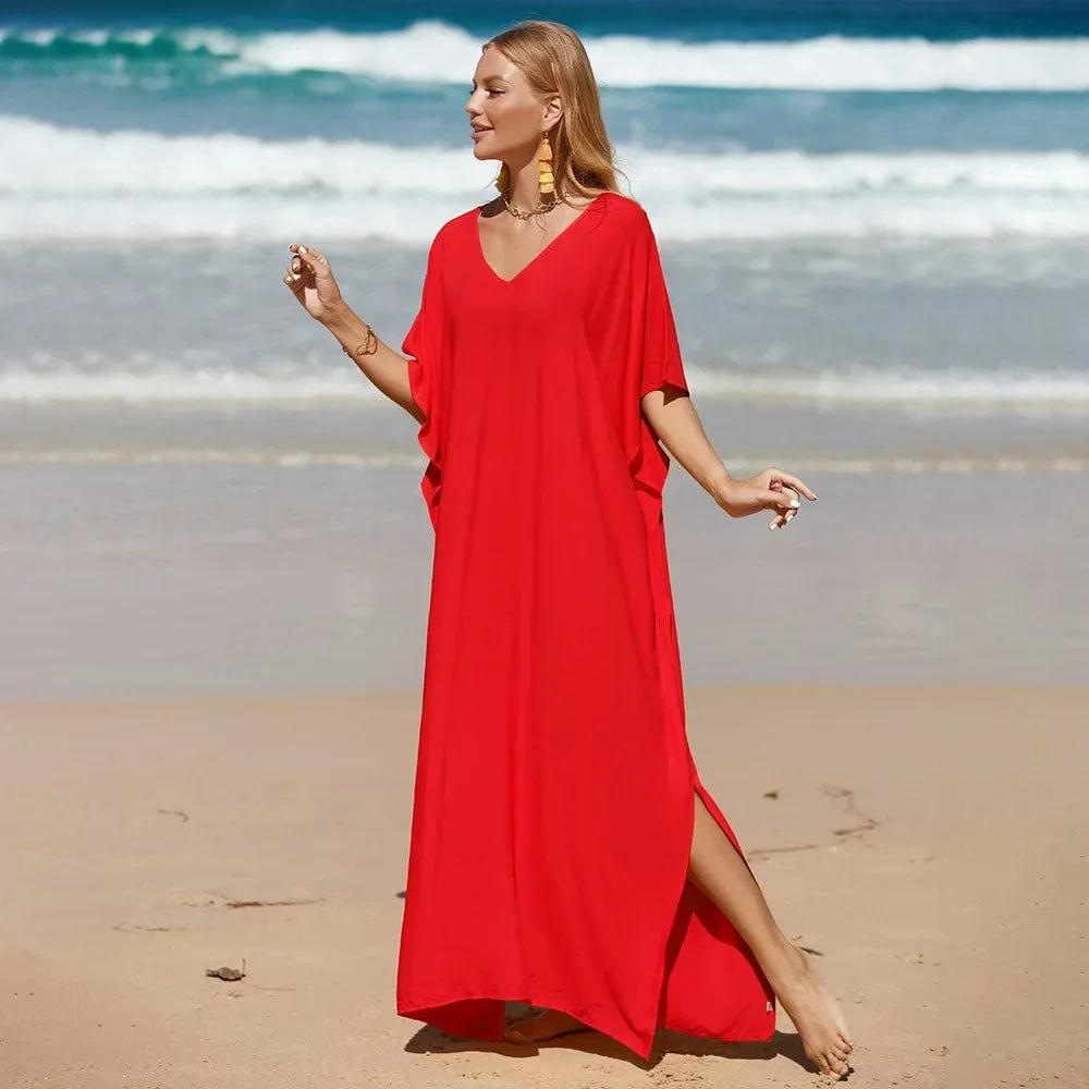 Robe de Plage Longue Cover Up - Paréo Kaftan Maxi Oversize Été