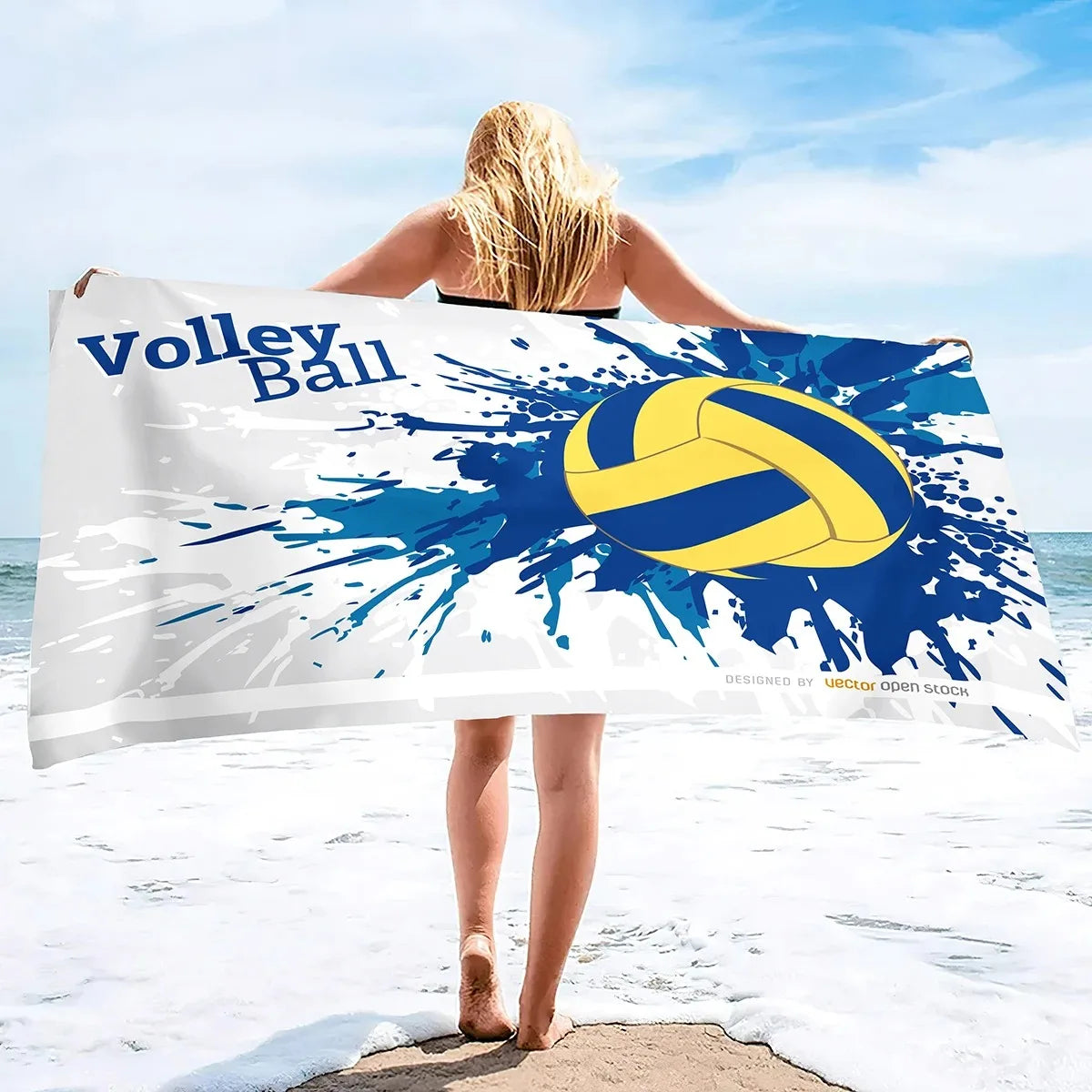 Serviette de Plage Volleyball Microfibre - Séchage Rapide Anti-Sable Absorbante