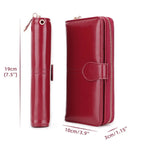 Glossy Waxed Leather Wallet — Long Clutch with FuturaTrend Wrist Strap