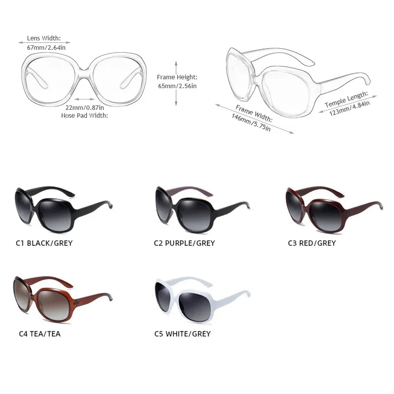 Lunettes de Soleil Rondes Oversize Femme — Style Vintage, 5 Coloris