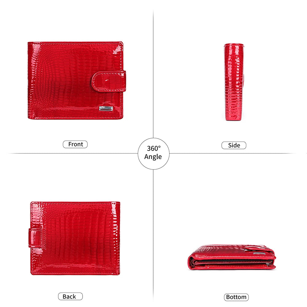 Portefeuille Femme Cuir Verni Compact — Grande Capacité Multifonction FuturaTrend