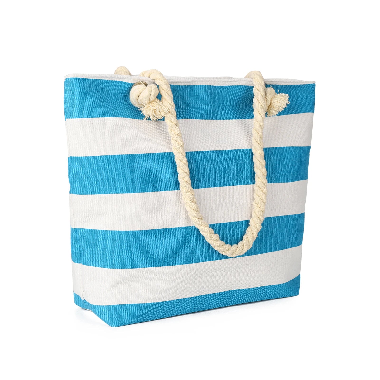 Sac de Plage Tote Canvas Rayé - Grande Capacité Épaule Shopping Femme