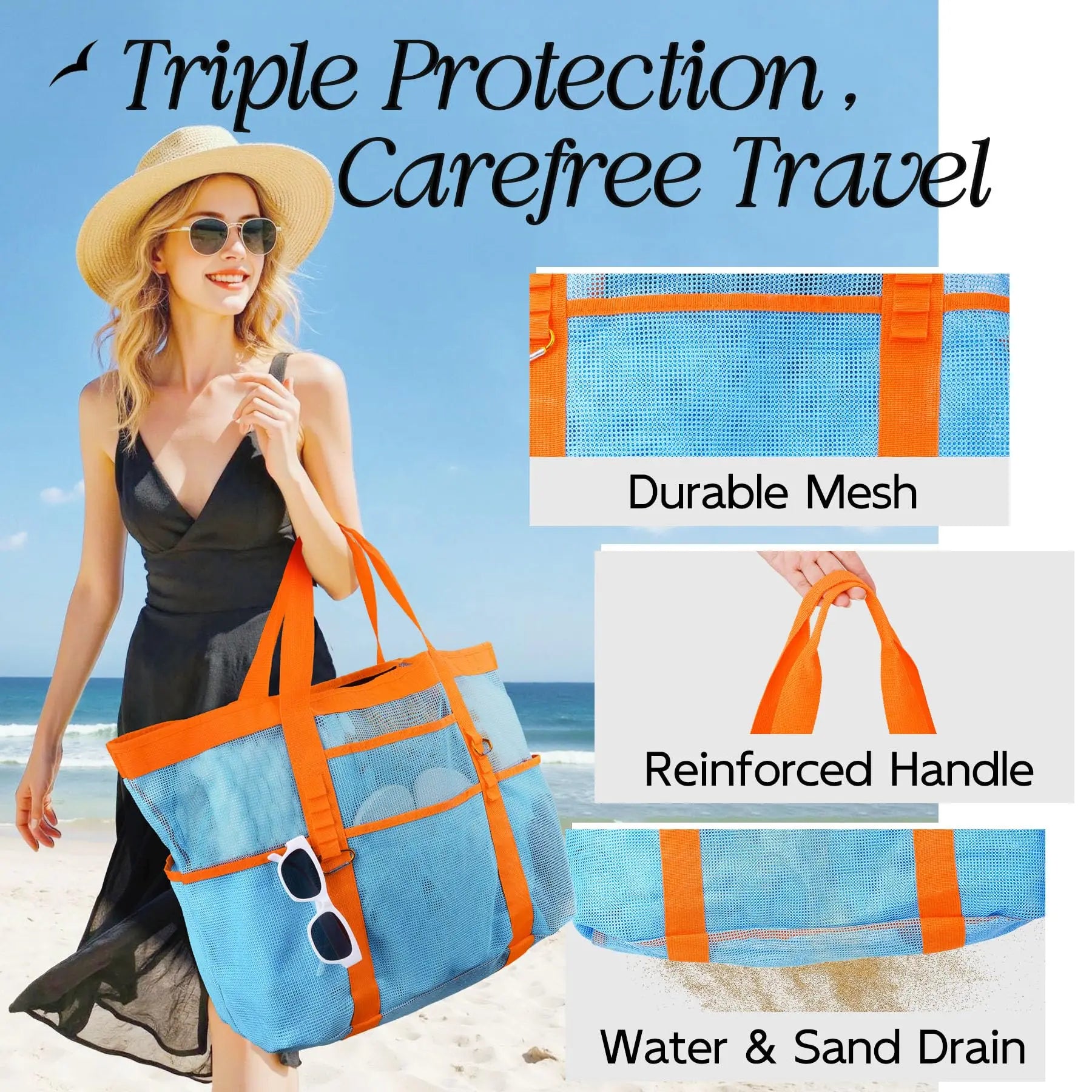 Sac de Plage Tote Grande Capacité - Voyage Piscine Vacances Outdoor Unisexe