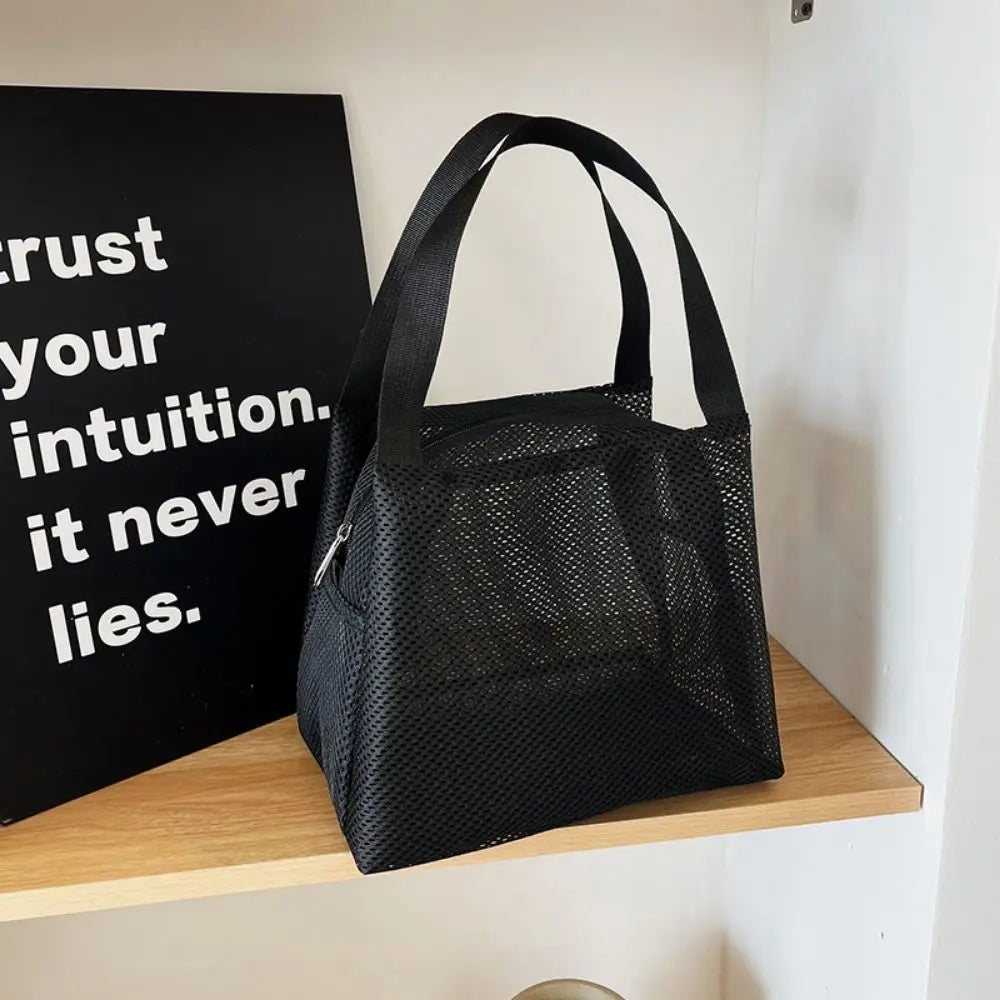 Sac de Plage Mesh Filet Réutilisable - Grande Capacité Trousse Maquillage Zip