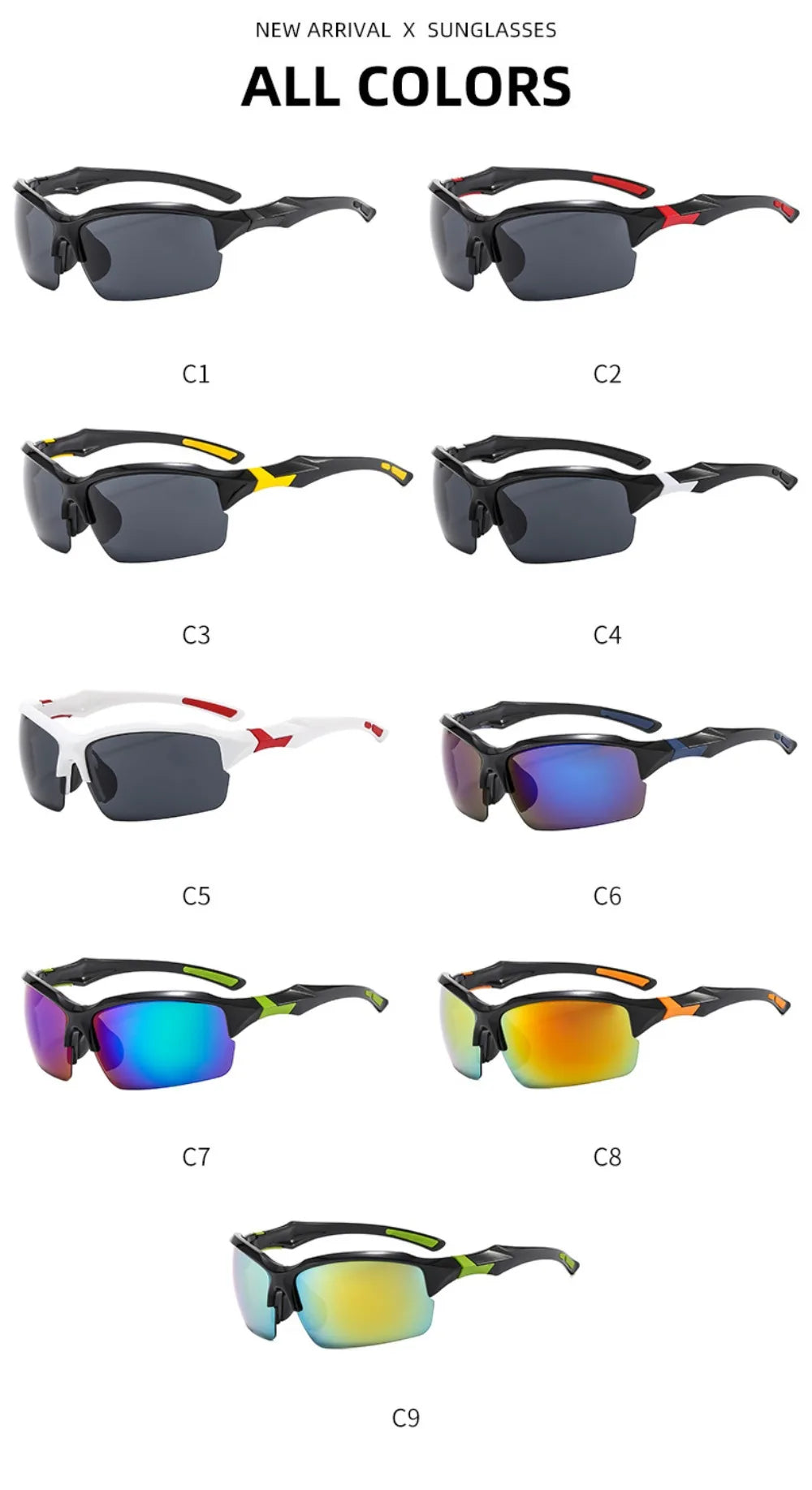 Lunettes de Soleil Sport Cyclisme Homme - Polarisées Légères Coupe-Vent