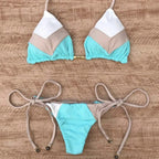 Bikini Sexy Multicolore Push-Up Femme - Maillot de Bain Côtelé Brésilien Deux Pièces