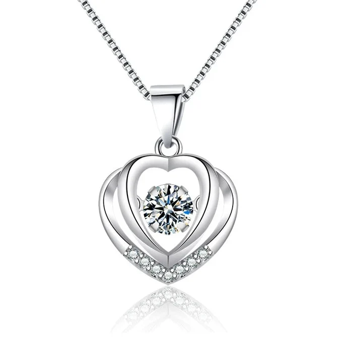925 Sterling Silver Heart Pendant Necklace for Women-0