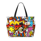 Bolso de playa impermeable con estampado de grafiti - Bolso de viaje de gran capacidad para mujer