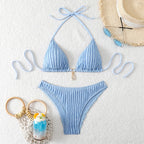 Bikini sexy con volantes para mujer 2026 - Traje de baño de dos piezas de tiro bajo para la playa de verano