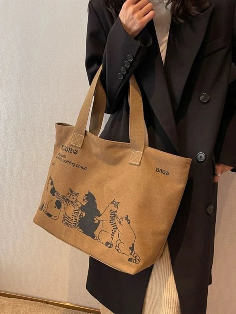 Sac Tote Canvas Femme Fashion - Grande Capacité Fermeture Zip Travail