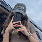 Gorra de béisbol de algodón con el alfabeto de Brooklyn - Unisex ajustable estilo vaquero para exteriores