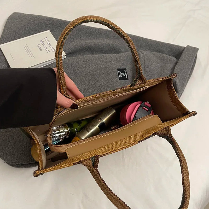 Sac de Plage Boho Fashion Grande Capacité - Tote Canvas Designer Été 2025