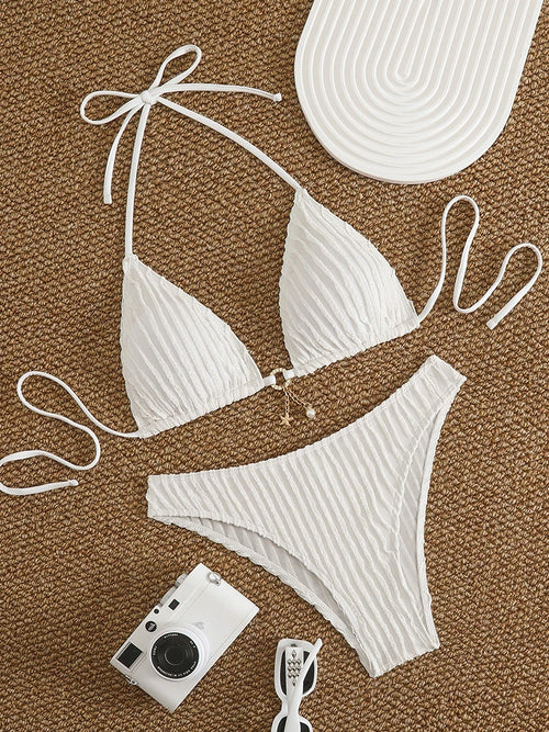 Bikini Femme 2026 Sexy à Volants - Maillot de Bain Deux Pièces Taille Basse Été Plage
