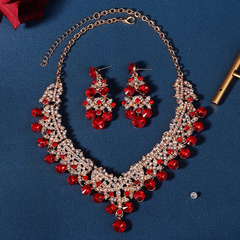 Conjunto de collar y pendientes de cristal - Elegante conjunto de boda