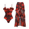 Bikini sexy push-up con estampado de lirios para mujer - Traje de baño con o sin falda de playa