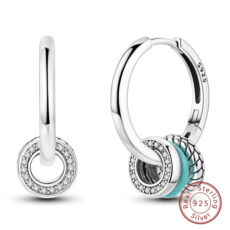 Boucles d'Oreilles Créoles Argent 925 Cristal - Design Élégant Femme