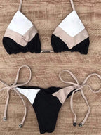 Bikini Sexy Multicolore Push-Up Femme - Maillot de Bain Côtelé Brésilien Deux Pièces
