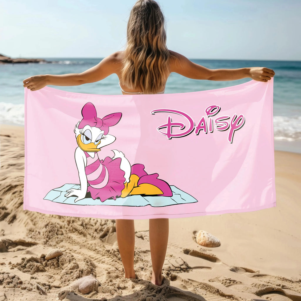 Serviette de Plage Canard Rose Cartoon - Microfibre Absorbante Cadeau Filles Fans