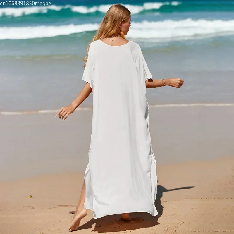Robe de Plage Longue Cover Up - Paréo Kaftan Maxi Oversize Été