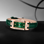 Coffret Bijoux Montre Femme Verte 9 Pièces — Montre Quartz Rectangulaire + Bracelet + Collier + Boucles d'Oreilles