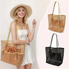 Sac de Plage Tote Canvas Rayé Grande Capacité — Épaule Shopping Femme FuturaTrend