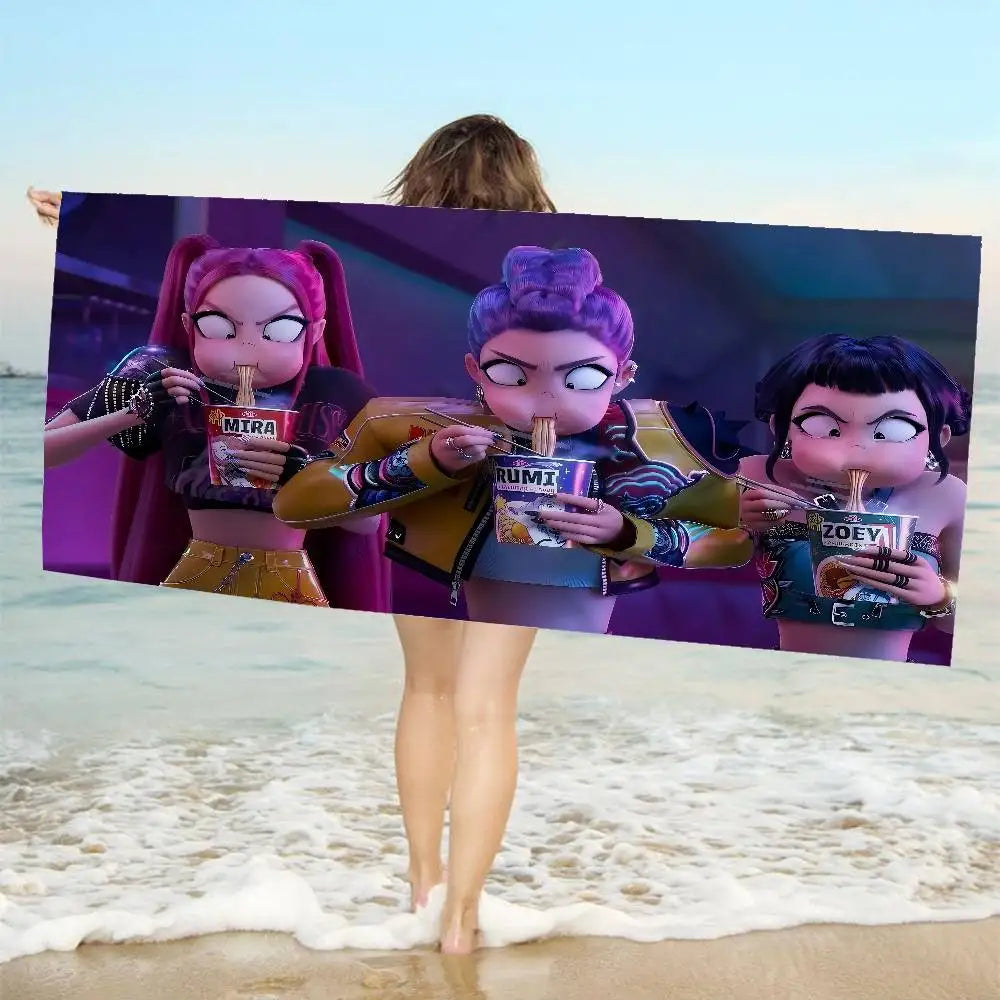 Serviette de Plage Kpop Anime Colorée Microfibre - Séchage Rapide Anti-Sable Yoga Spa Gym