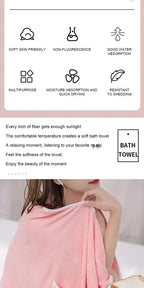 Toalla de baño portátil para mujer de 140x85cm - Toalla de secado rápido para spa, playa, gimnasio y yoga.