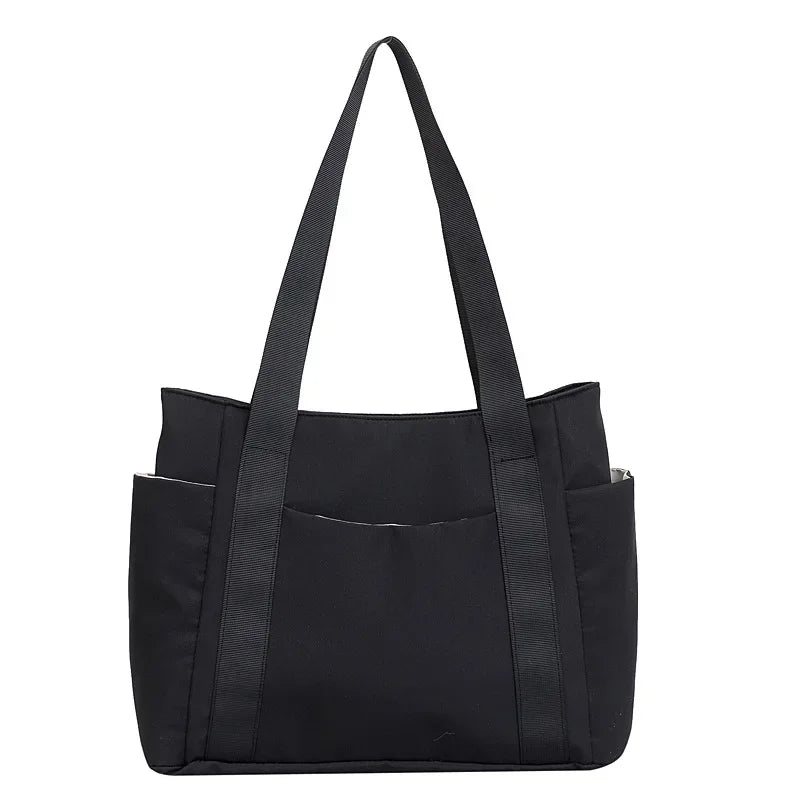 Bolso Tote Mujer Negro - Grande Formato Nylon Ligero para Viaje y Diario
