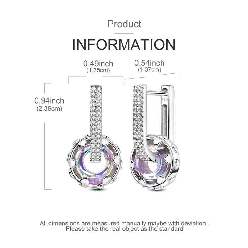 Boucles d'Oreilles Créoles Argent 925 Cristal - Design Élégant Femme