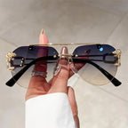 Gafas de sol de mujer sin montura oversized — Lujo Retro UV400 2025