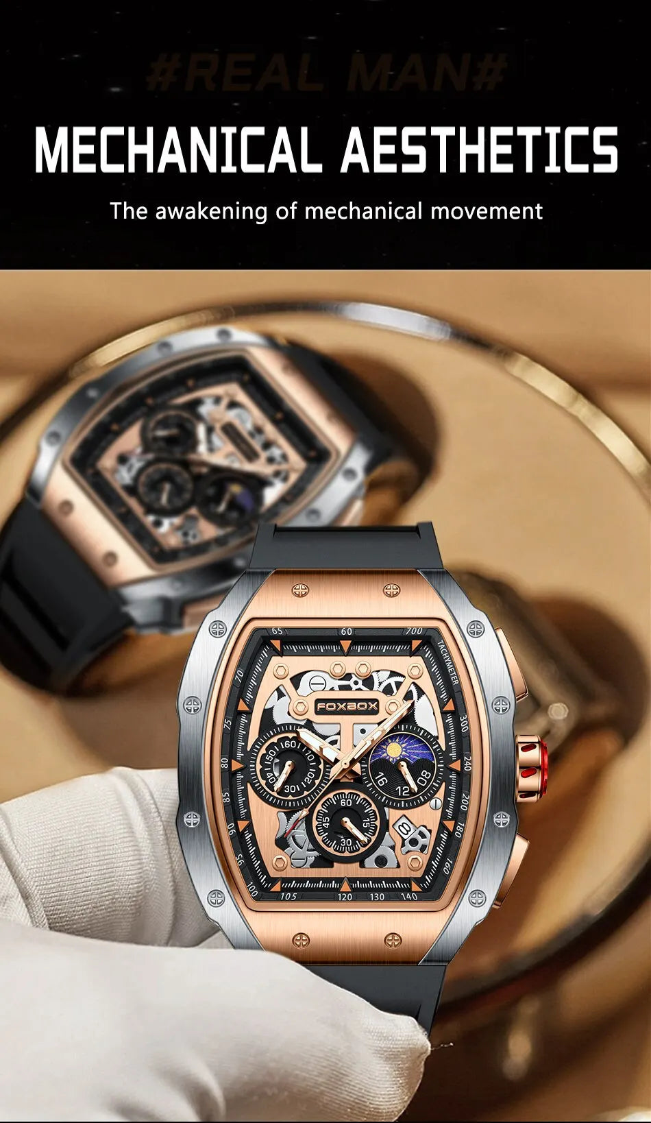 Montre Homme Sport Chronographe Waterproof — Quartz Multifonction 3ATM