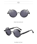Lunettes de Soleil Steampunk Rétro Gothique — Design Rond Vintage Unisexe UV400