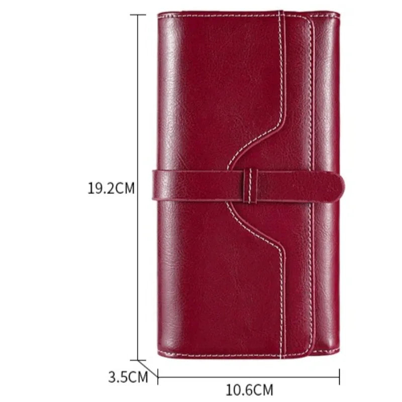 Cartera de Piel Encerada para Mujer RFID — Cartera de Mano Retro Multifunción FuturaTrend
