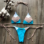 Bikini Sexy Multicolore Push-Up Femme - Maillot de Bain Côtelé Brésilien Deux Pièces