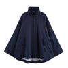 Women's Midnight Blue Cape Streetwear Coat – Avant-Garde Urban Style | FuturaTrend