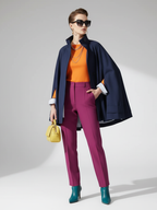 Women's Midnight Blue Cape Streetwear Coat – Avant-Garde Urban Style | FuturaTrend