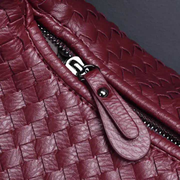 Sac Hobo Femme Cuir PU Tressé Marron Foncé — Grand Sac Épaule Bohème 47x32 cm