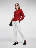 Women's Polo Neck Cable Knit Jumper Red – Luxury Preppy Uptown New York Style