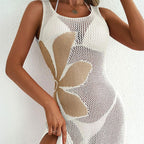 Robe Cover-Up Crochet Tricotée Jacquard Anti-UV — Robe de Plage Femme Été 2026