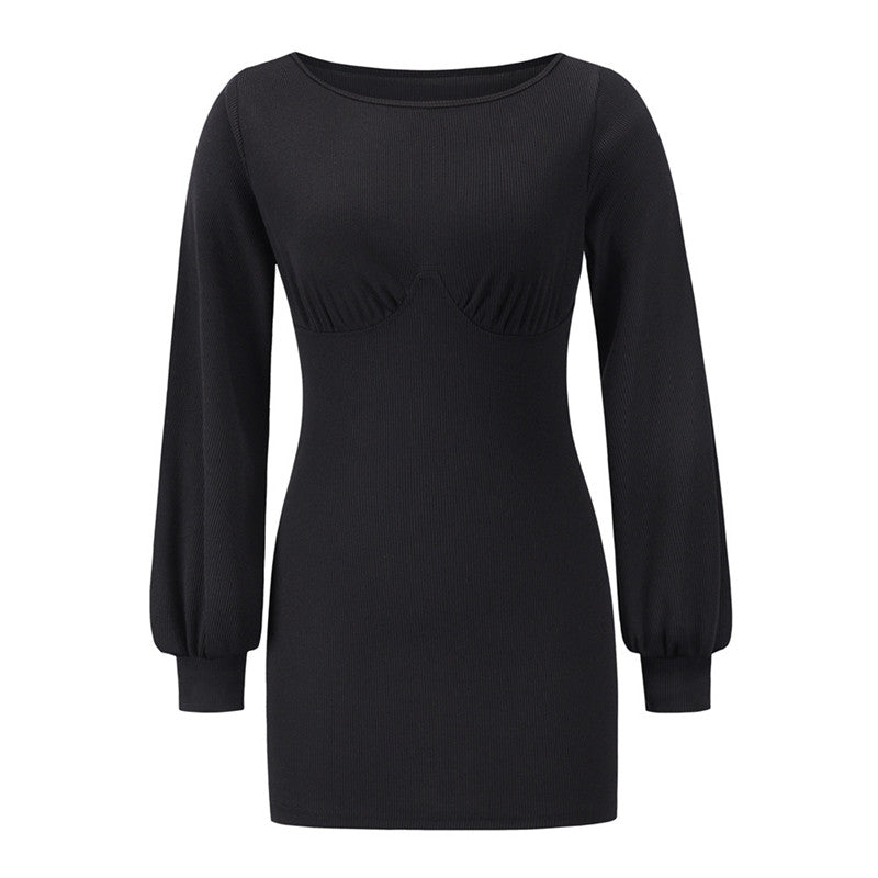 Women's Long Sleeve Ribbed Slim Fit Maxi Dress