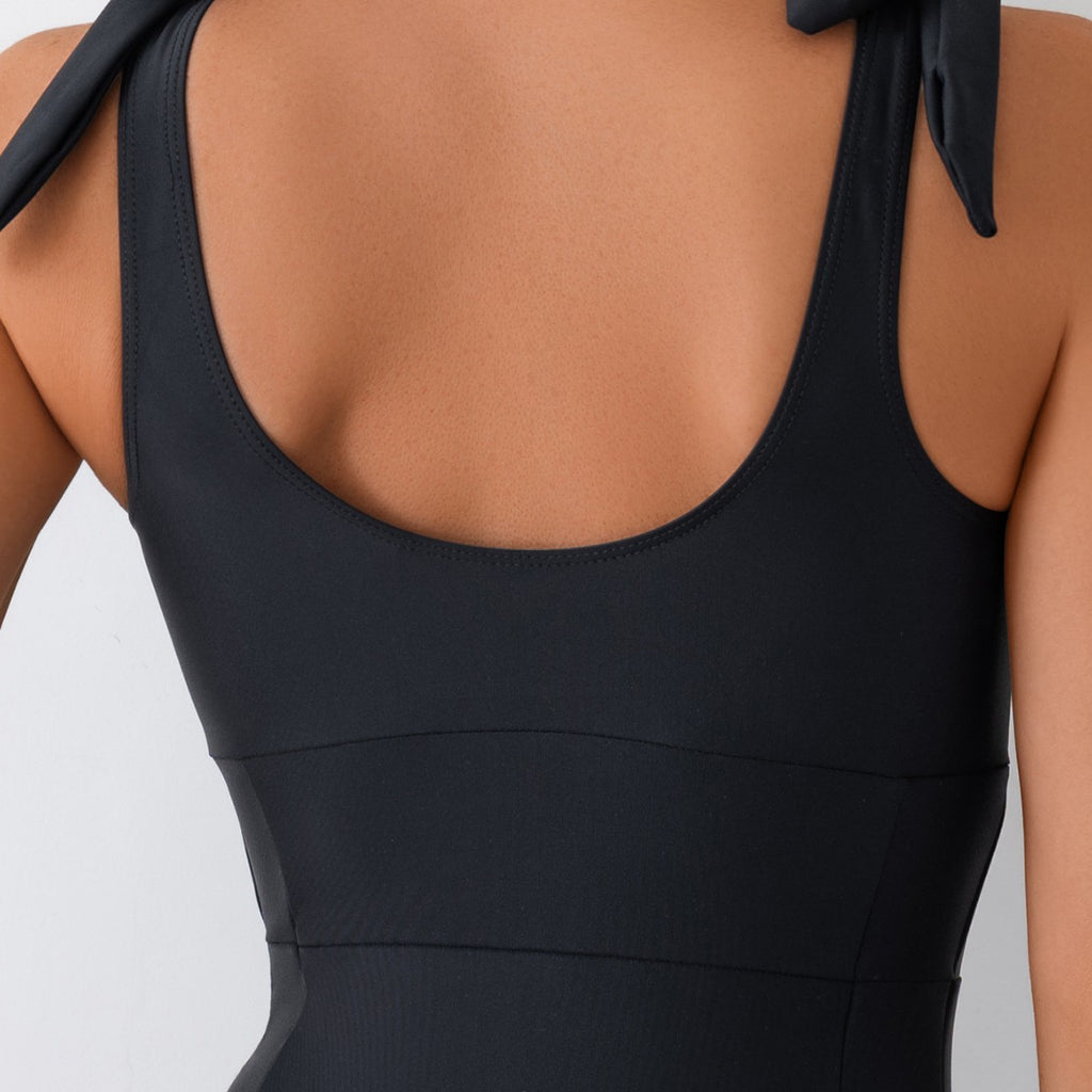 Bañador de Una Pieza Color Liso con Cordones — Traje de Baño Moldeador de Mujer Verano 2026