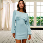 Women's Long Sleeve Ribbed Slim Fit Maxi Dress