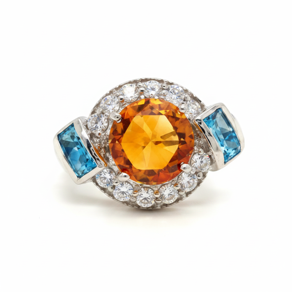 Bague citrine fond blanc