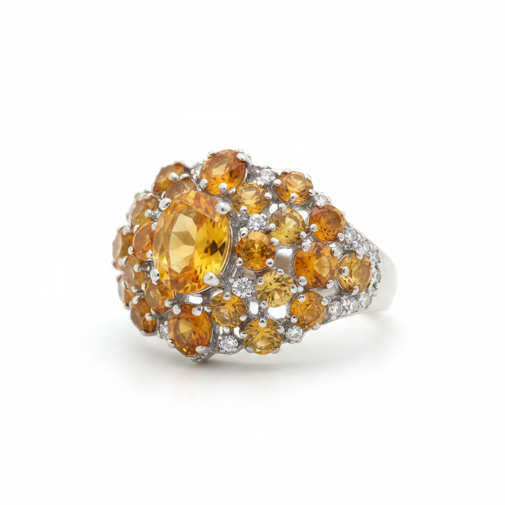 Bague citrines fond blanc