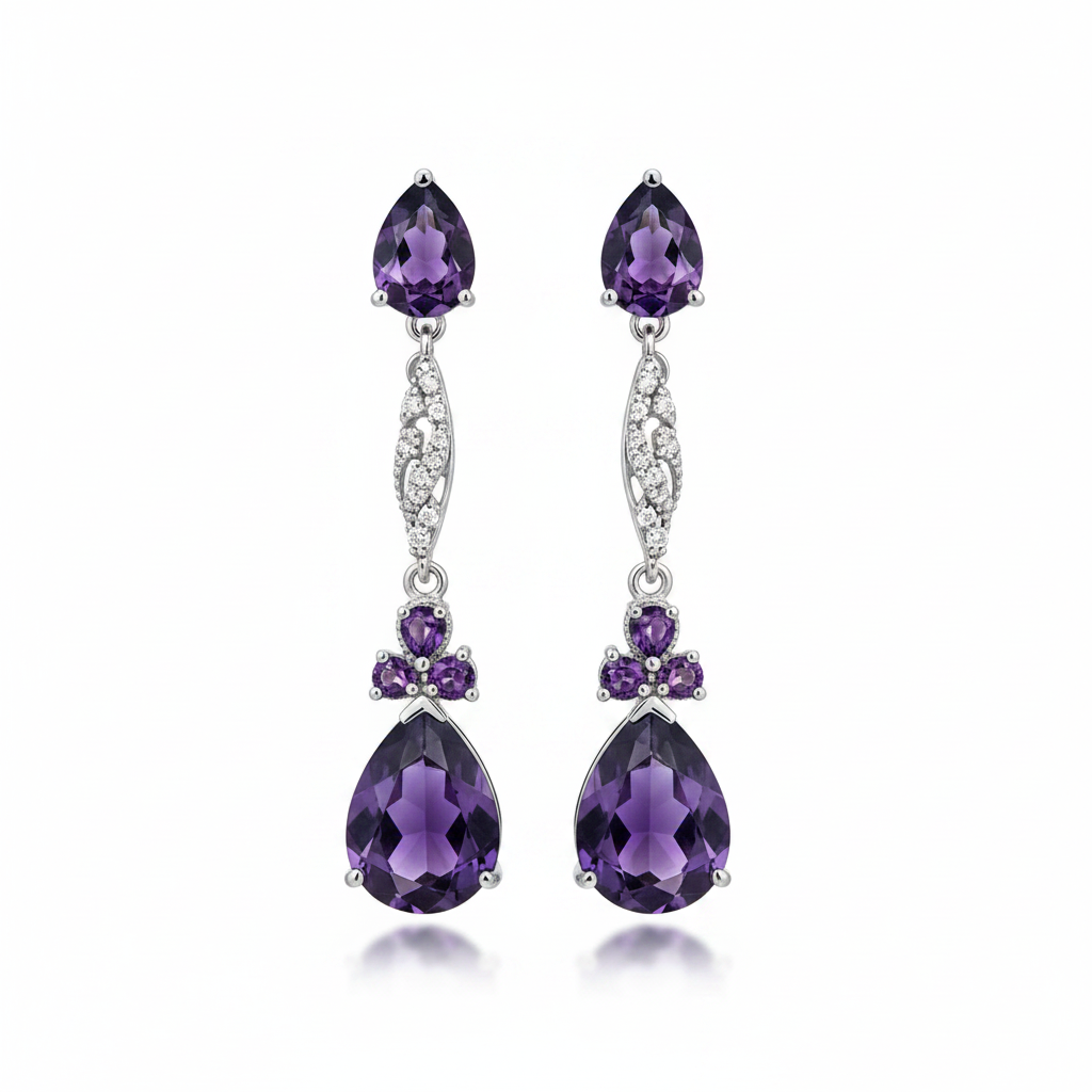 Boucles améthyste fond blanc