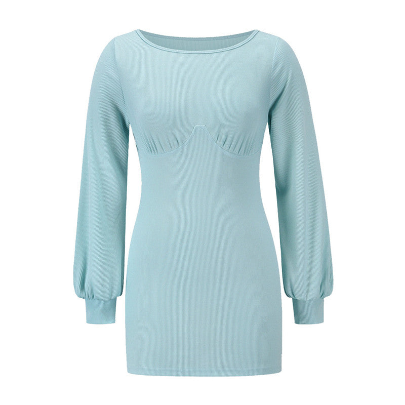 Women's Long Sleeve Ribbed Slim Fit Maxi Dress