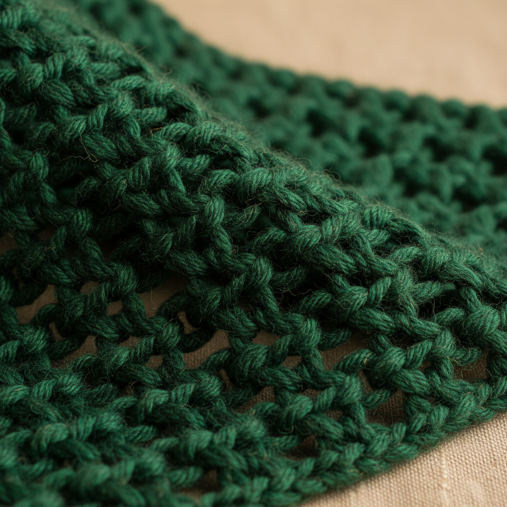 Détail maille chunky verte