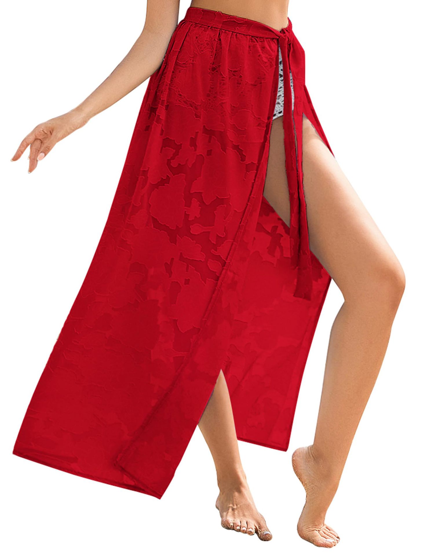 Floral Sheer Sarong Skirt — Women's Summer 2026 Swimsuit Cover-Up
